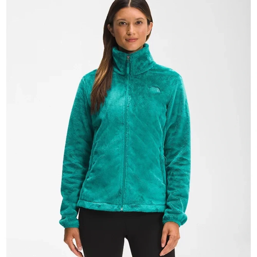 The north face teal green fuzzy soft fleece faux Sherpa zip up jacket s - Picture 1 of 15